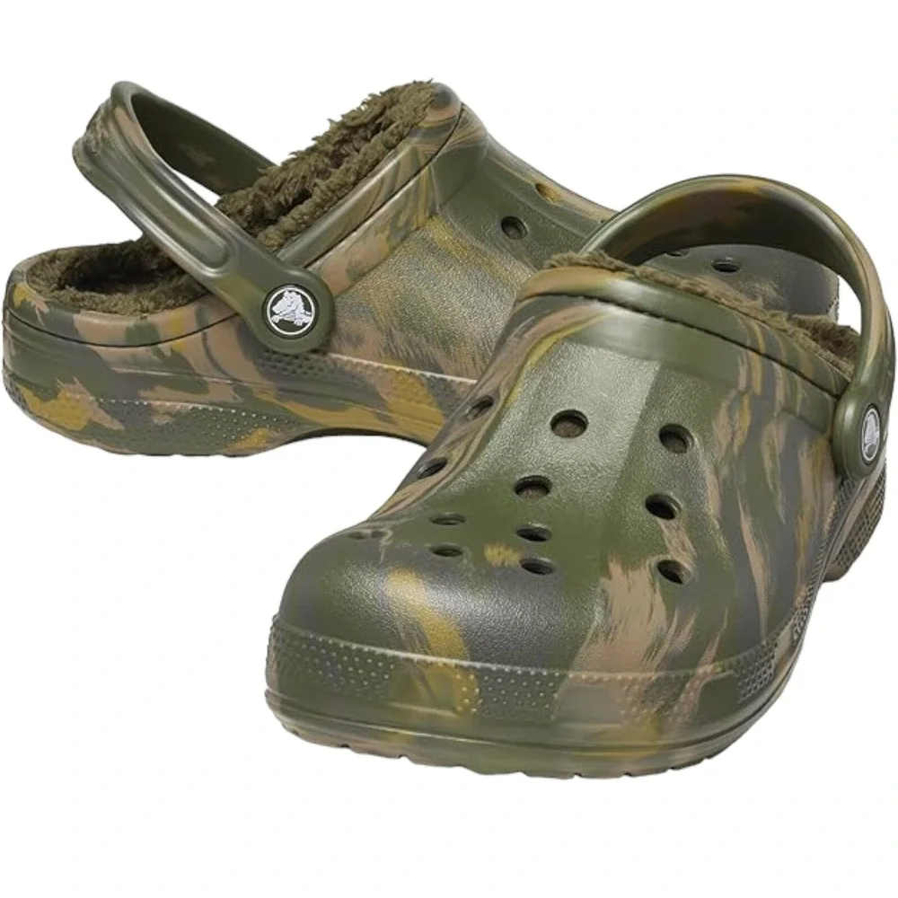 Crocs Ralen Lined Army Green Camo Slip On Clog Adult Size Men's 5 / Women's 7